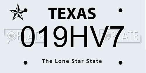 019HV7 Texas License Plate