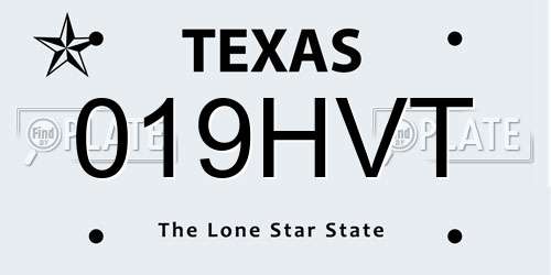 019HVT Texas License Plate