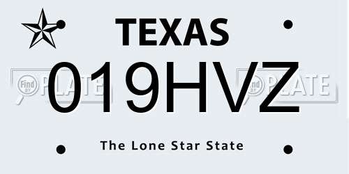 019HVZ Texas License Plate