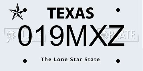 019MXZ Texas License Plate