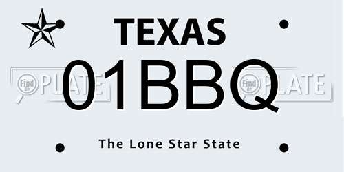 01BBQ Texas License Plate