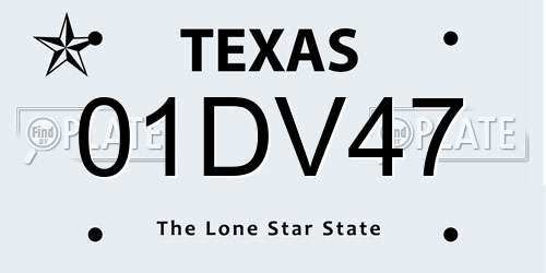 01DV47 Texas License Plate