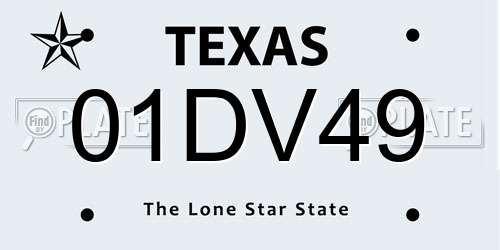01DV49 Texas License Plate