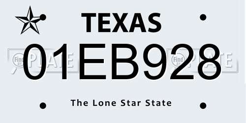 01EB928 Texas License Plate
