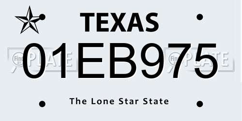 01EB975 Texas License Plate