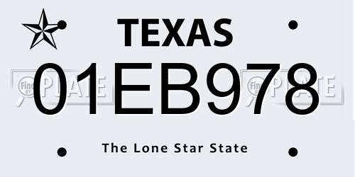 01EB978 Texas License Plate