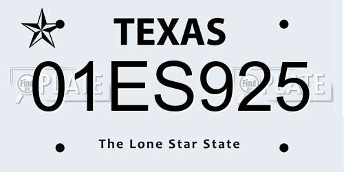 01ES925 Texas License Plate