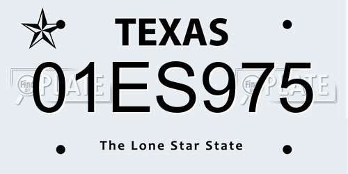 01ES975 Texas License Plate