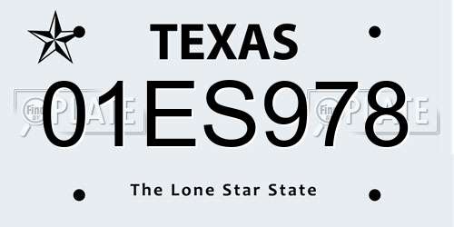 01ES978 Texas License Plate