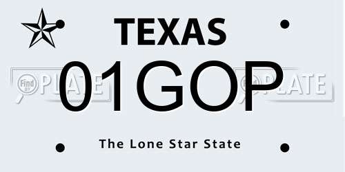 01GOP Texas License Plate
