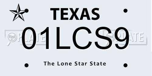 01LCS9 Texas License Plate