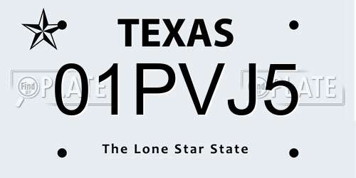 01PVJ5 Texas License Plate