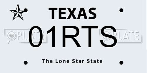 01RTS Texas License Plate