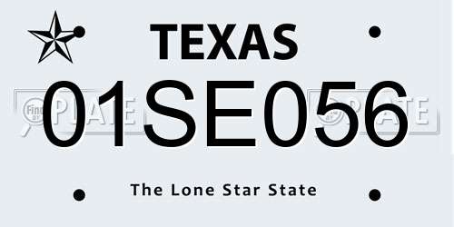 01SE056 Texas License Plate