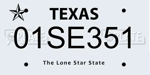 01SE351 Texas License Plate