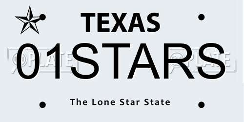 01STARS Texas License Plate