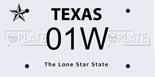 01W Texas License Plate