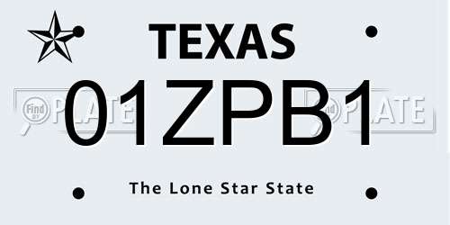 01ZPB1 Texas License Plate