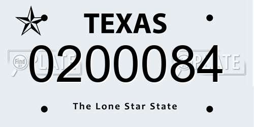 0200084 Texas License Plate