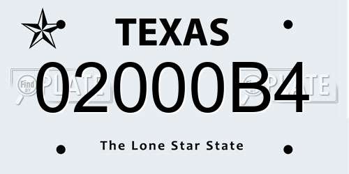 02000B4 Texas License Plate