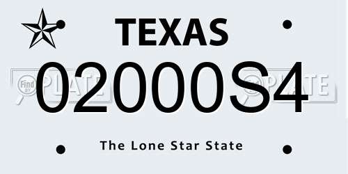02000S4 Texas License Plate