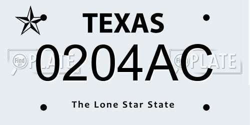 0204AC Texas License Plate