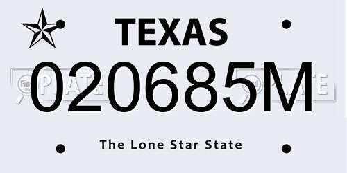 020685M Texas License Plate