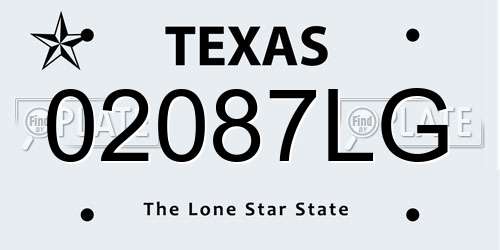 02087LG Texas License Plate