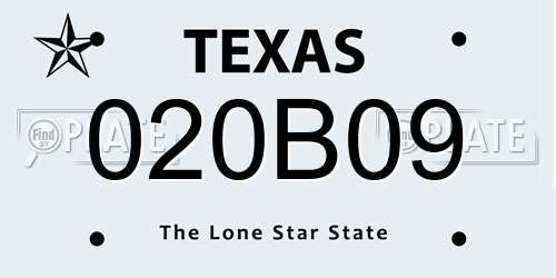 020B09 Texas License Plate