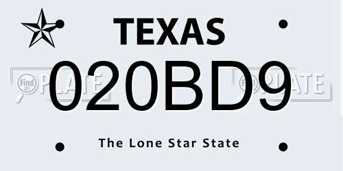020BD9 Texas License Plate