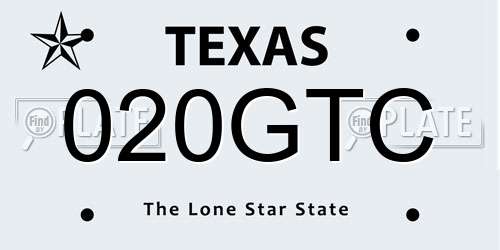 020GTC Texas License Plate