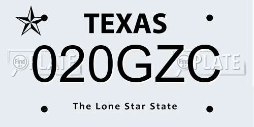 020GZC Texas License Plate