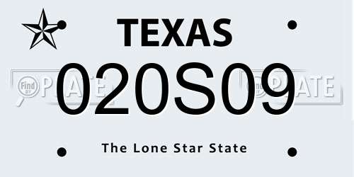 020S09 Texas License Plate