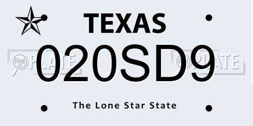 020SD9 Texas License Plate