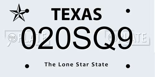 020SQ9 Texas License Plate