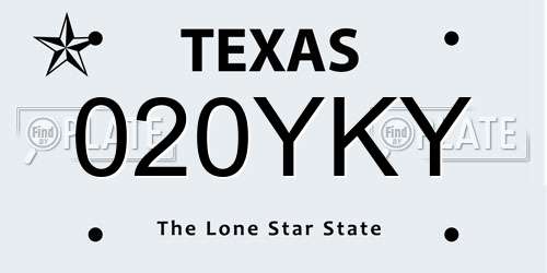 020YKY Texas License Plate