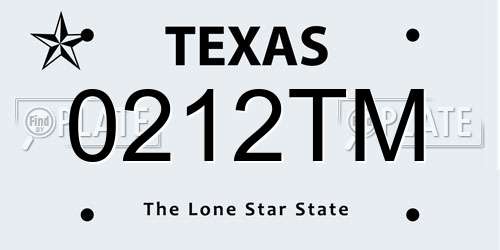 0212TM Texas License Plate