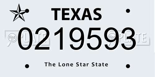 0219593 Texas License Plate