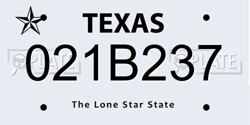 021B237 Texas License Plate