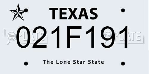 021F191 Texas License Plate