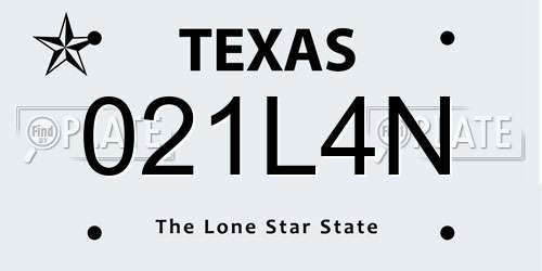021L4N Texas License Plate