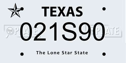 021S90 Texas License Plate