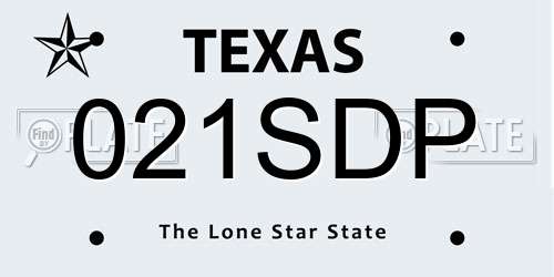 021SDP Texas License Plate