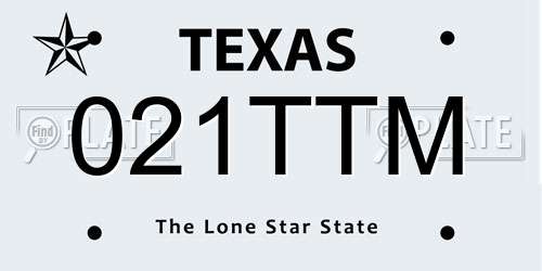 021TTM Texas License Plate