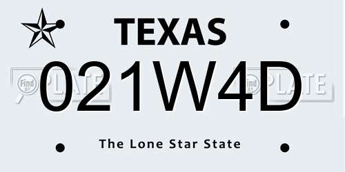 021W4D Texas License Plate