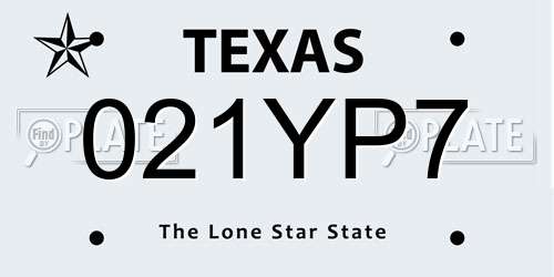 021YP7 Texas License Plate