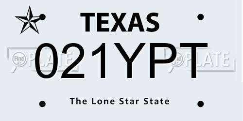 021YPT Texas License Plate