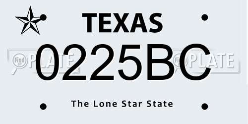 0225BC Texas License Plate