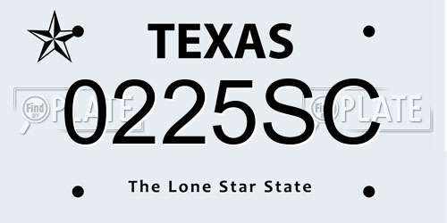 0225SC Texas License Plate