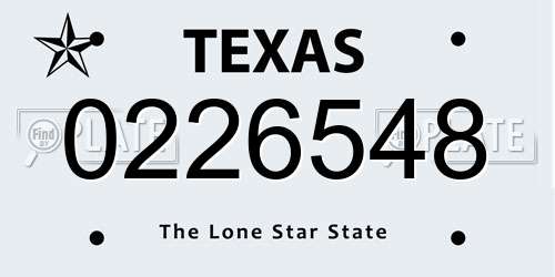 0226548 Texas License Plate